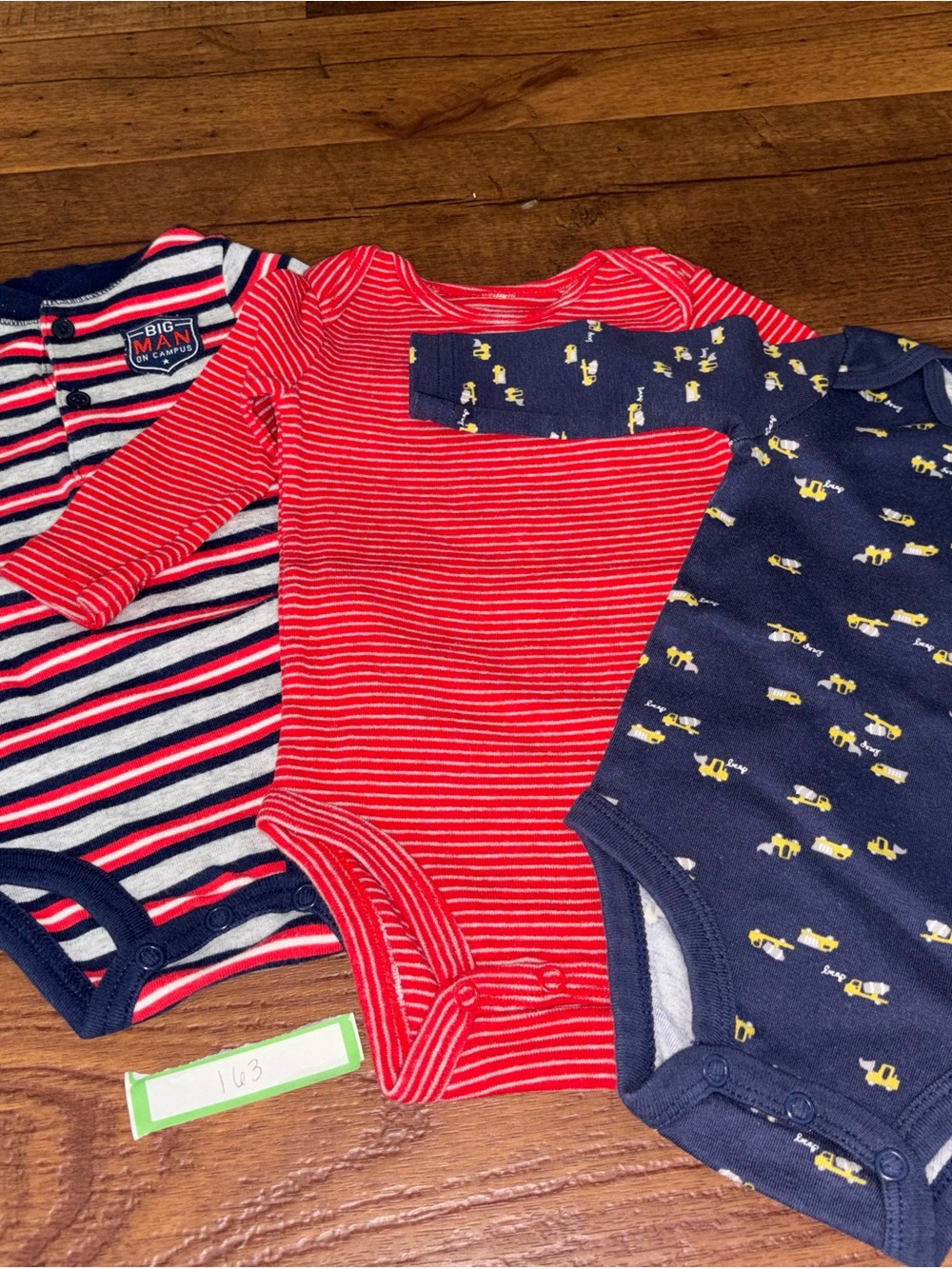 Baby Boys Long Sleeve Bodysuit Lot of 3 Striped Construction Trucks Size 3M